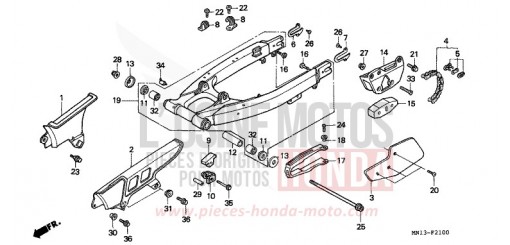 SWINGARM/CHAIN CASE XR600RW de 1998